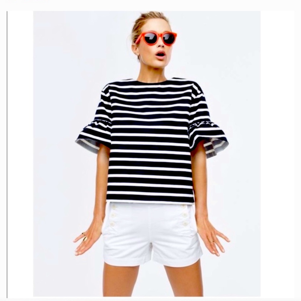 J.Crew striped flutter sleeve top